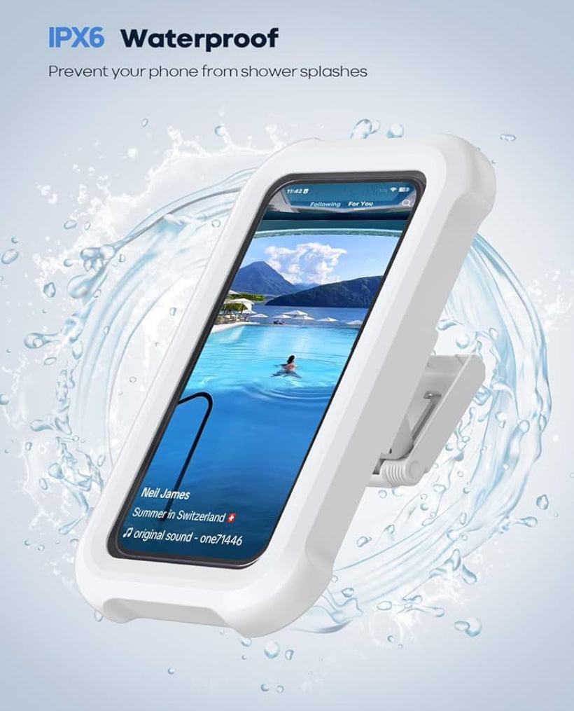 Shower Phone Holder Waterproof - 480° Rotatable Retractable Adjustable Shower iPhone Case Holder,
